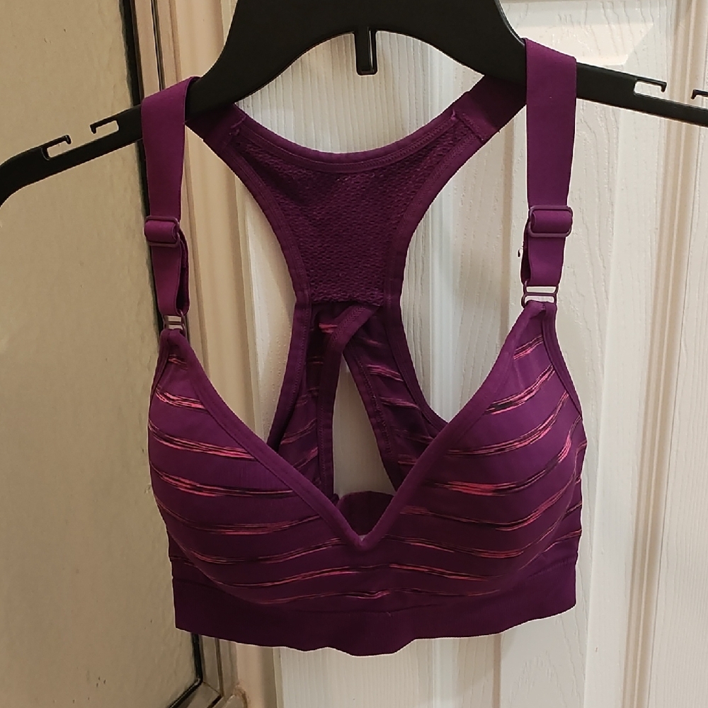 Purple Striped Women's Sports Bra